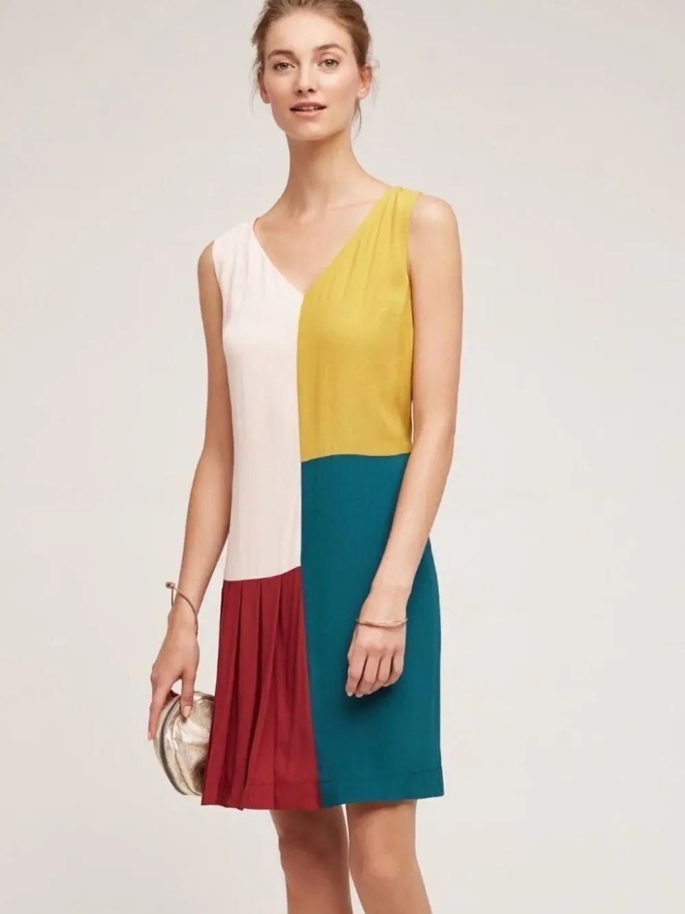 Anthropologie HD Colorblock V-Neck Sleeveless Dress i size 14